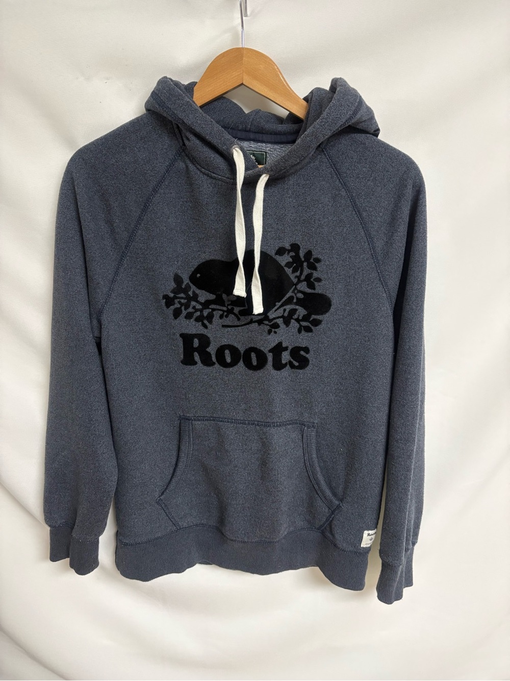 Roots Navy Blue Crewneck Hoodie with Beaver Logo